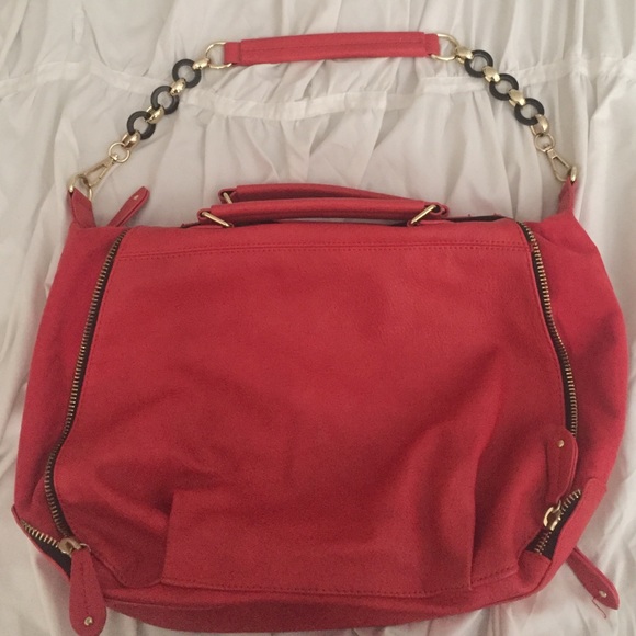 STEVE MADDEN Red/orange soft leather satchel