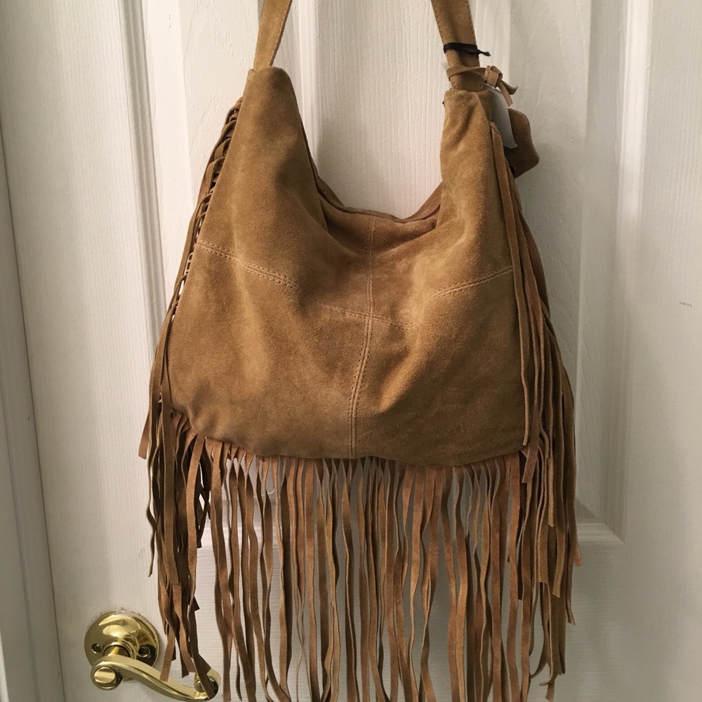 SEXY SHEIK SUEDE HOBO FRINGED CROSSBODY NWT!!
