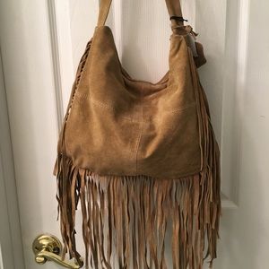 SEXY SHEIK SUEDE HOBO FRINGED CROSSBODY NWT!!
