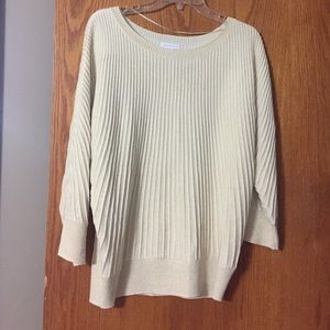 Cream ribbed sweater, 3/4 sleeve