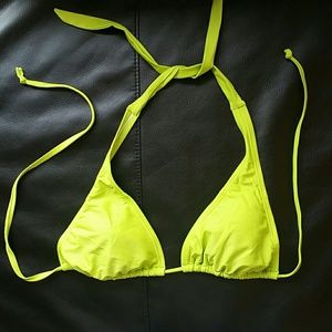 Lime green halter bikini top