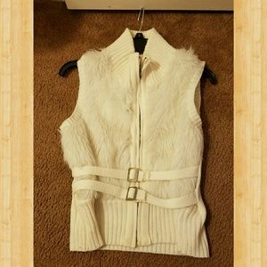 White Faux Fur Vest
