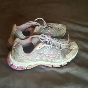 Gray and pink nikes