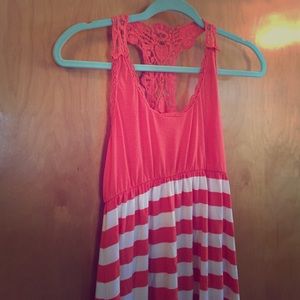 GORGEOUS coral and white striped dress!