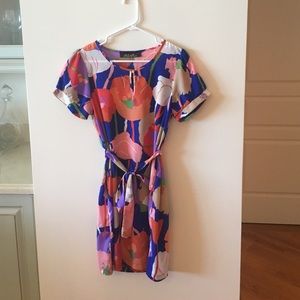 Colorful fun dress with tie waist