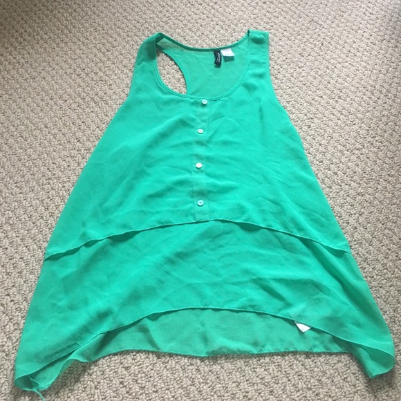 Green chiffon tank top