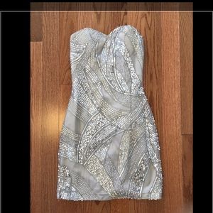 Last call! Strapless Scala sequin mini dress