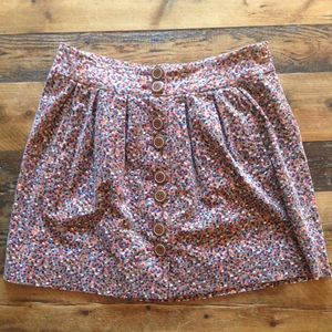 Elevenses for Anthropologie Velvet Button Skirt