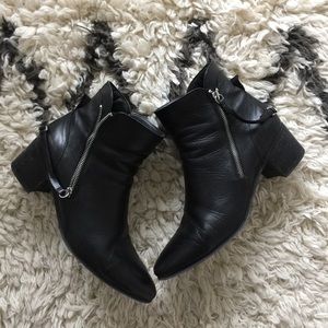 Black Leather Moto Boots
