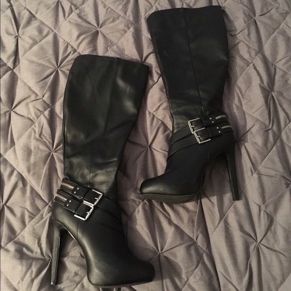 JustFab Shoes - ✨NWOT Tall Black Stiletto Boots ❤️
