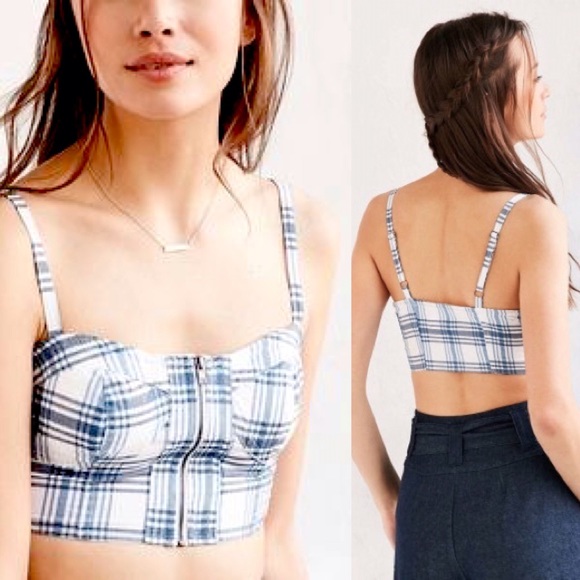 Urban Outfitters Tops - NWT UO Bustier Plaid Crop Top Alice - Blue