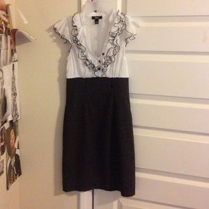 Brown and white professional dress