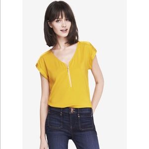 Pretty yellow/gold/mustard blouse with front zip