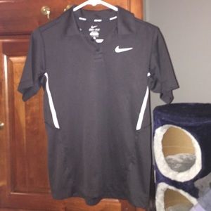 Youth Boys Dri fit black Nike tennis polo shirt