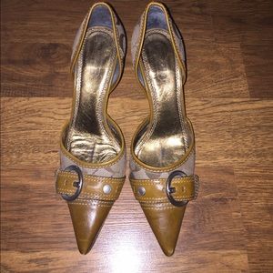 Beige/Brown Coach Heels