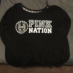EUC Black Slouchy VS Pink Nation Crewneck