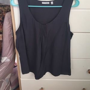 Grey silk tank with gathering detail