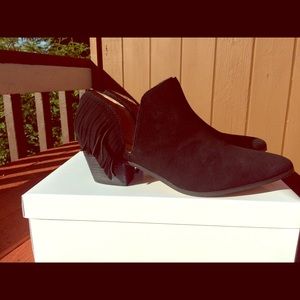 Black Fringe Booties