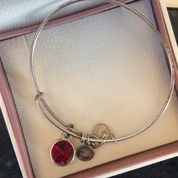 Alex and Ani garnet birth stone bangle silver