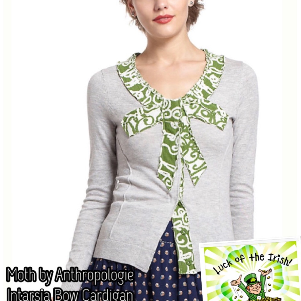 Moth Intarsia Bow Cardigan by Anthropologie