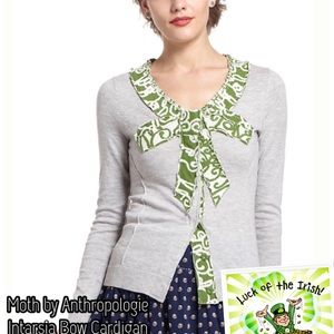 Moth Intarsia Bow Cardigan by Anthropologie