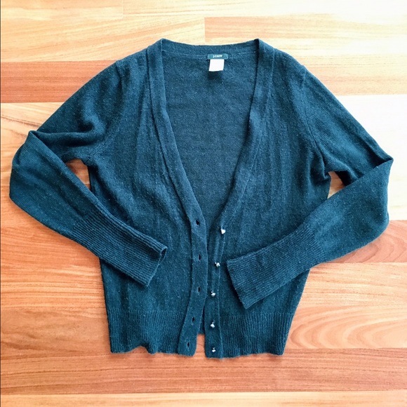 JCrew soft forest green wool alpaca blend cardigan