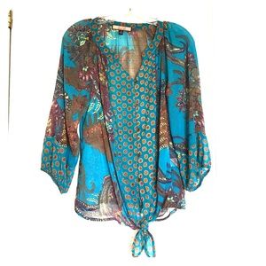 Three quarter length sleeves sheer blouse Three quarter length sleeves sheer blouse