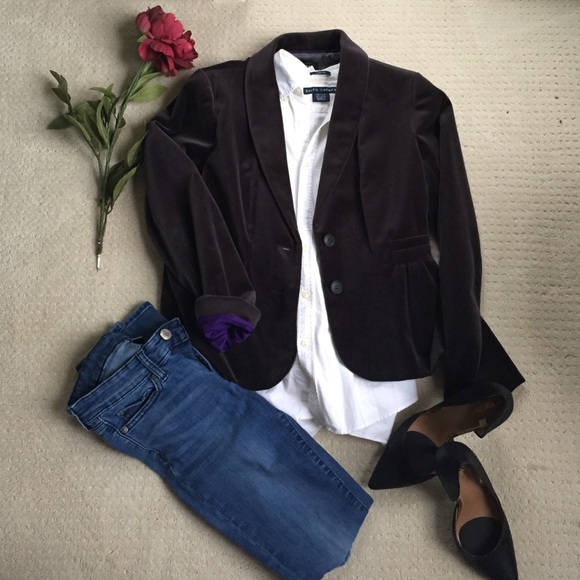 JCREW dark charcoal peplum back velvet blazer 10P