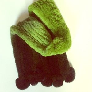Vintage Deep Green Ombré Fur Scarf