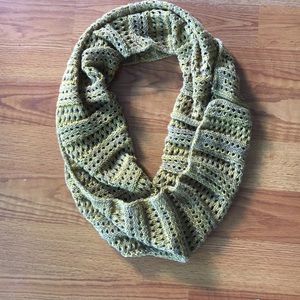 Gold and grey knitted infinite scarf