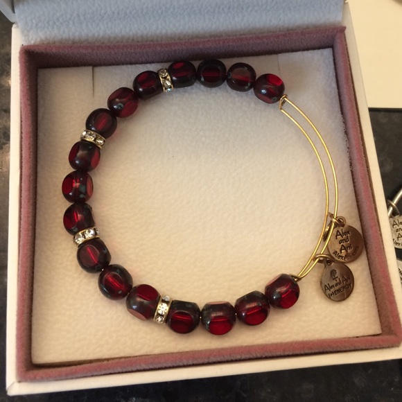 Red and gold Alex and Ani bangle