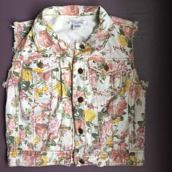 Denim Floral Vest