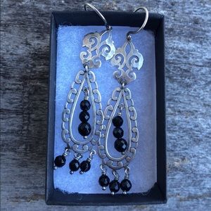 Retired Silpada Black Onyx Sterling Silv. Earrings