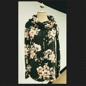 Lovely Floral - Charcoal Floral French Terry Cowl