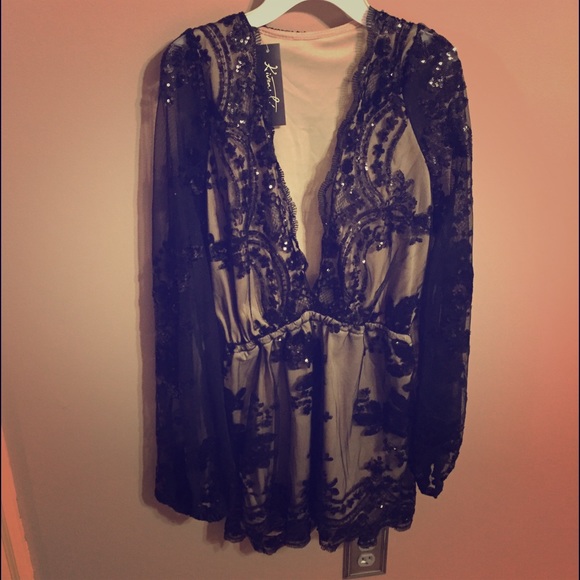 Sequin Black Romper NYE