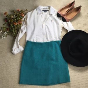 JCREW teal wool skirt size 0