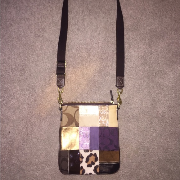 New Coach patchwork cross body bag leopard