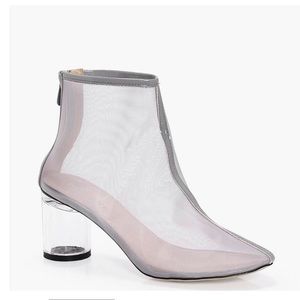 NEW Grey Mesh Bootie Heels