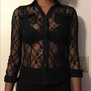 Lace button up