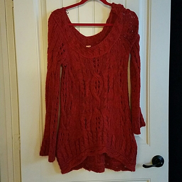 Red free people sweater