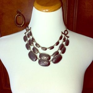 Hematite tone metal statement necklace