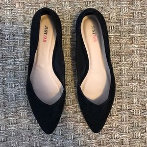 Black suede flats