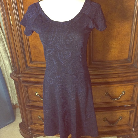 Jersey knit midnight blue paisley dress