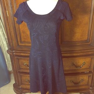 Jersey knit midnight blue paisley dress