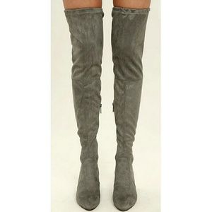 BRAND NEW Grey Suede over then knee boots