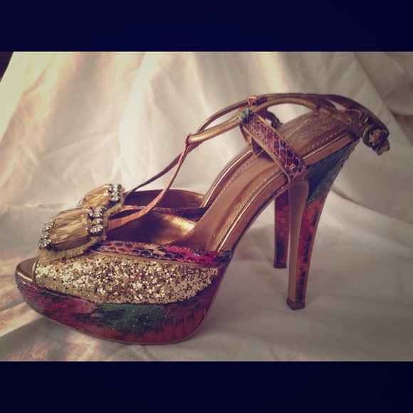 Vince Camuto-Maria Leather Snakeskin Gold/Glitter