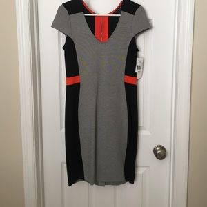 NWT Orange black and grey sheath dress