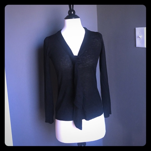 NWT XS Black Philosophy tie-front sweater