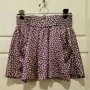 Purple Printed Silky Skirt