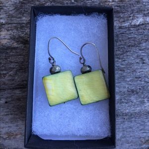 Retired Silpada Green Mother of Pearl Earrings